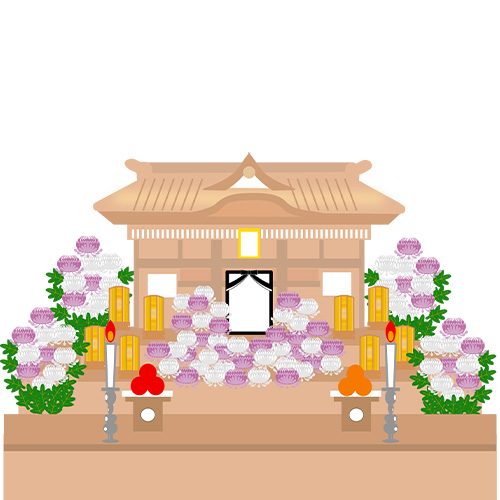 丹波市の家族葬・株式会社ゆら、白木祭壇・装飾見本